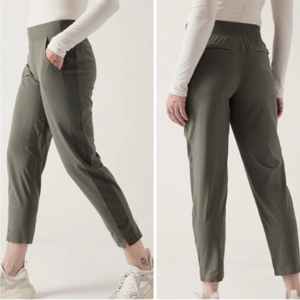 Athleta Brooklyn Dark Green/Grey Ribbed Brooklyn Pants